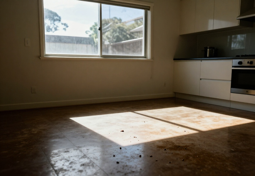 Rodent droppings and damage in a Dee Why kitchen before treatment